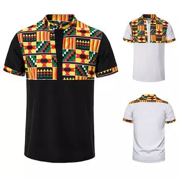 Дизайнерские весенне-летние мужские повседневные рубашки с длинным рукавом с принтом, свободные рубашки с воротником-стойкой L белый