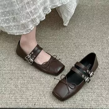 Дизайнерские весенние женские туфли Мэри Джейн, модные женские удобные балетки с квадратным носком на мягкой подошве, женские удобные балетки 35