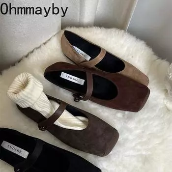 Дизайнерские винтажные туфли-лодочки для женщин Mary Jane, модные туфли с квадратным носком, весенние повседневные балетки 2025 года 35 зелёный