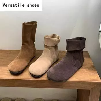 Дизайнерские винтажные женские ботильоны, модные элегантные туфли с круглым носком, весна-осень, слипоны, современные короткие ботильоны 35