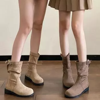 Дизайнерские винтажные женские ковбойские сапоги в стиле вестерн, модные элегантные туфли с пряжкой на поясе, весна-осень, туфли на плоской подошве, женские короткие ботильоны 35