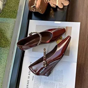 Дизайнерские винтажные женские туфли Мэри Джейн, модные туфли с острым носком, удобные туфли в уличном стиле на низком каблуке 35