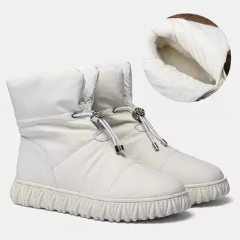 Дизайнерские водонепроницаемые зимние ботинки для женщин из натуральной кожи, зимние теплые плюшевые ботильоны, хлопковая обувь, толстая подошва, лыжные ботинки
