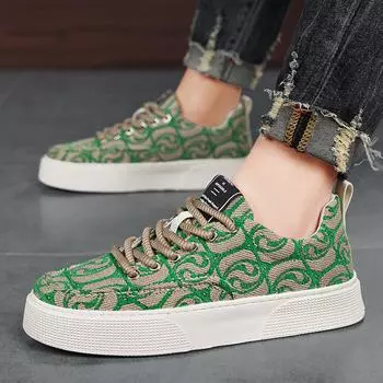 Дизайнерские зеленые парусиновые туфли для мужчин, модные мужские кроссовки с вулканизированной подошвой, дышащая спортивная обувь для скейтбординга на платформе для мужчин 2024 39