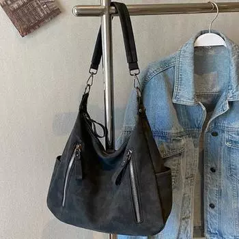 Дизайнерские женские боковые сумки из замши, ретро-сумка через плечо для женщин, повседневные женские сумки, большая вместительная сумка-тоут