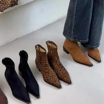 Дизайнерские женские ботильоны, модные, с острым носком, короткие, женские, повседневные, на толстом каблуке 35 хаки