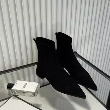 Дизайнерские женские ботильоны на низком квадратном каблуке, модные туфли с острым носком и леопардовым принтом, осенние повседневные женские короткие ботильоны 35