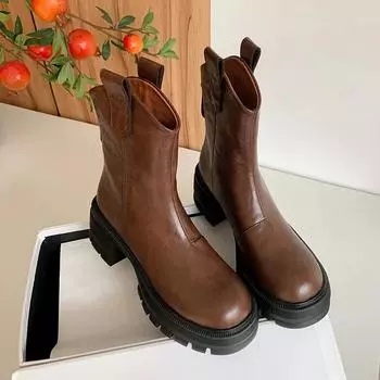 Дизайнерские женские ботильоны с круглым носком, женские, с квадратным каблуком, короткие, элегантные, с молнией сзади, женская обувь, ботинки для женщин 35 чёрный