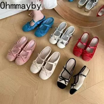 Дизайнерские женские тапочки с бабочкой и узлом, модные внутренние подъемные слайдеры, весенние мягкие подошвы, ленивые туфли 35 синий