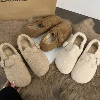 Дизайнерские женские теплые хлопковые туфли, модные туфли на мелкой мягкой подошве, осенне-зимние женские удобные туфли на плоской подошве для отдыха на природе 35 абрикосовый