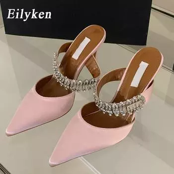 Дизайнерские женские туфли-лодочки Eilyken со стразами и острым носком, обувь для стриптиза, вечерние туфли на высоком каблуке, шлепанцы-мулы без шнуровки