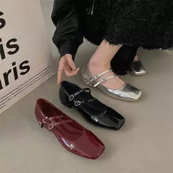 Дизайнерские женские туфли Мэри Джейн из лакированной кожи с пряжкой, модные туфли на мягкой подошве, женские туфли на высоком каблуке для французской ходьбы 35
