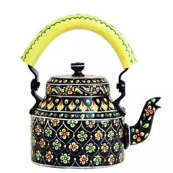 Дизайнерский алюминиевый чайник ручной росписи для чая/кофе, для домашнего декора, для подарка на Дивали, вместимость 1 л,