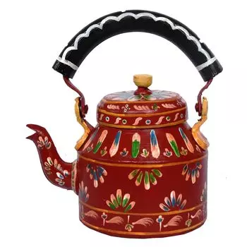 Дизайнерский алюминиевый чайник с ручной росписью для чая/кофе, домашнего декора и подарков. Вместимость 1 8 x 5 x 8 in