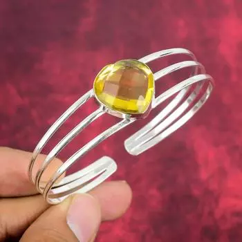 Дизайнерский браслет из лимонного топаза, браслет из стерлингового серебра 925 пробы, регулируемая цепочка, браслет ручной работы, на День памяти Adjustable жёлтый