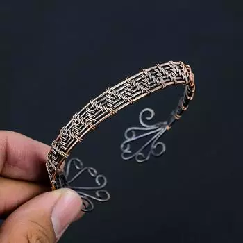 Дизайнерский браслет-манжета с оберткой из окисленной медной проволоки Adjustable коричневый