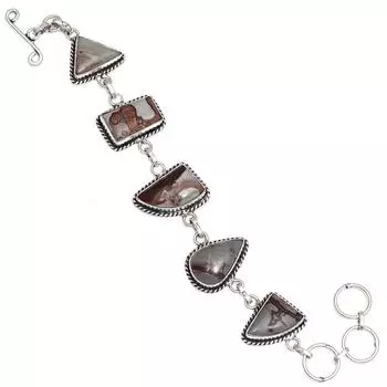 Дизайнерский браслет в этническом стиле с драгоценными камнями из яшмы 7-8 дюймов