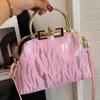 Дизайнерский бренд Big Bolsas para Mulheres Bolsa de Ombro Ретро Шикарный зажим в форме ракушки Preto Branco Rosa Сумки-мессенджеры Вечерний клатч с замком