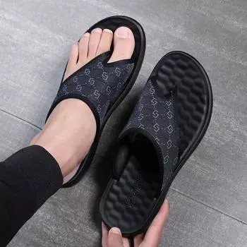 Дизайнерский бренд, летние мужские шлепанцы, модные пляжные тапочки, скрывающие косточки большого пальца стопы, уличные туфли, латексные шлепанцы, сандалии 38(240mm) чёрный