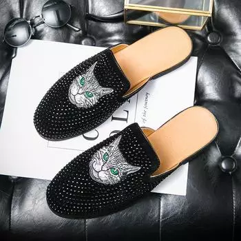 Дизайнерский бренд, роскошные черные полуботинки для мужчин, кожаные туфли, мужские мюли, повседневные шлепанцы, тапочки, сандалии, мужские модные мокассины 2024 38