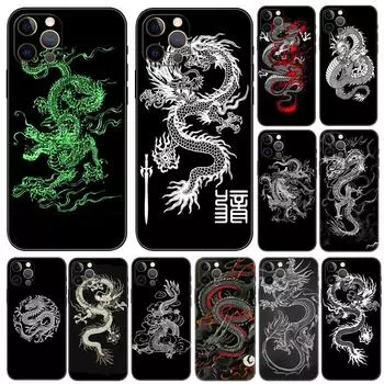 Дизайнерский чехол для телефона с китайским драконом для iphone 5 5s 2020se 6 6s 7 8 plus x 10 XR XS 11 12 13 mini pro MAX, черная задняя крышка из ТПУ iphone 5 5S SE 2016