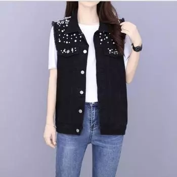 Дизайнерский джинсовый жилет, студенческие светло-голубые пальто, свободные повседневные трендовые женские джинсовые куртки, модная корейская версия, большой размер 3XL-5XL 4XL светло-синий