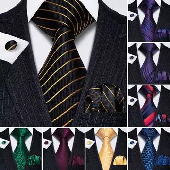 Дизайнерский галстук Barry.Wang для мужчин, галстук, носовой платок, запонки для свиданий, свадебный подарочный набор N-5218