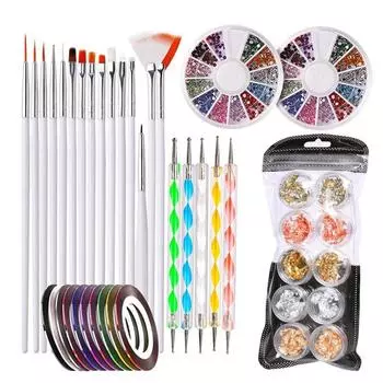 Дизайнерский инструмент для нанесения ногтей Pen Pen с кистями для рисования ногтей 15 шт.