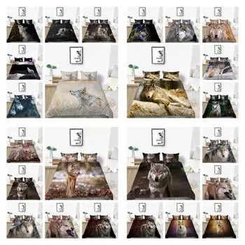 Дизайнерский комплект пододеяльников с 3D принтом волка, комплект постельного белья, крутой пододеяльник, полиэстер, комплект постельного белья, королевский размер, королевский размер, постельная одежда UK Single 135x200cm
