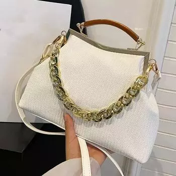 Дизайнерский кошелек-клатч с плетением и клипсой, с цепочкой для ношения на плече, роскошный вечерний клатч для вечеринки, сумочка и кошелек, шикарные сумки-хобо AVE белый