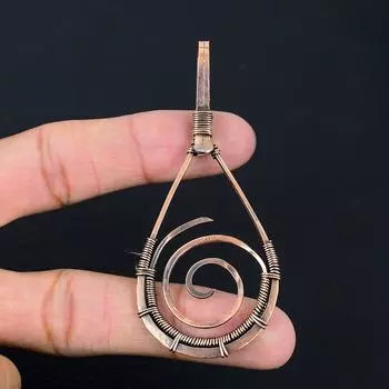 Дизайнерский кулон с драгоценным камнем ручной работы из чистой медной проволоки, завернутый в кулон, ювелирные изделия 3.13 Inches
