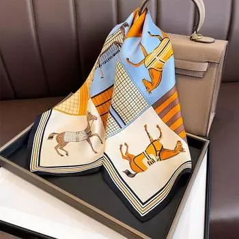 Дизайнерский модный квадратный шелковый шарф женский ободок для волос напечатанный маленький атласный платок платок женский повязка на голову бандана