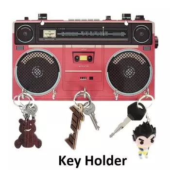 Дизайнерский настенный деревянный держатель ключей для дома | Дизайн радио | 5 крючков