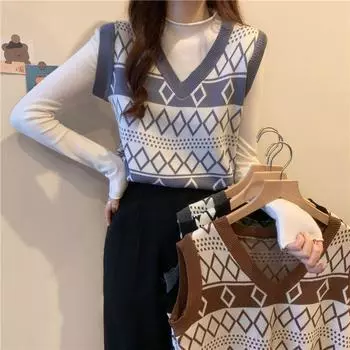 Дизайнерский нишевый свитер, жилет, женская весенняя верхняя одежда 2023, японский многослойный винтажный жилет без рукавов с v-образным вырезом, женский