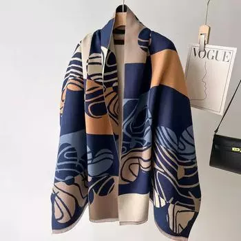 Дизайнерский полосатый шарф с принтом Зимние кашемировые шали и палантины из пашмины Женское толстое теплое пончо Палантин Одеяло