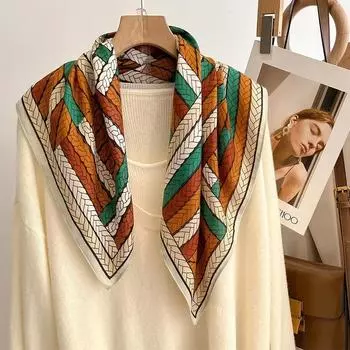 Дизайнерский принт хлопковый шарф хиджаб для леди шейные платки мягкие квадратные повязки на голову шейный платок повязки для волос бандана фуляр женский 70x70cm