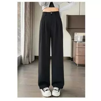Дизайнерский серый костюм широкие брюки женские весна-лето 2024 новые высококачественные драпированные узкие прямые брюки для уборки S серый