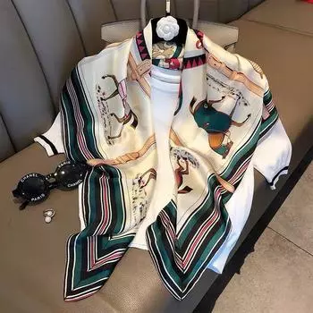 Дизайнерский шарф 90 см * 90 см, женская шаль с принтом, шелковый фетровый платок, женский платок, квадратный шарф, женский шарф с запахом, 2021