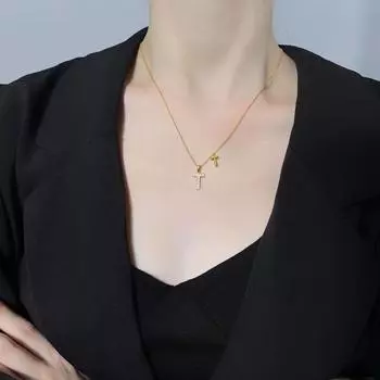 Дизайнерский смысл Ниша Двойное Т-образное ожерелье Цепочка на ключицу Модный тренд