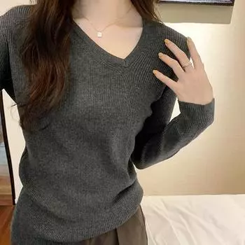 Дизайнерский тонкий кашемировый свитер с длинными рукавами для женщин на осень и зиму, новый стиль, утягивающая внутренняя одежда, шикарный теплый трендовый свитер S