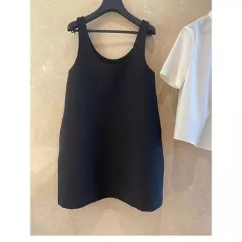 Дизайнерский весенний черный жилет с коротким квадратным воротником Black XL