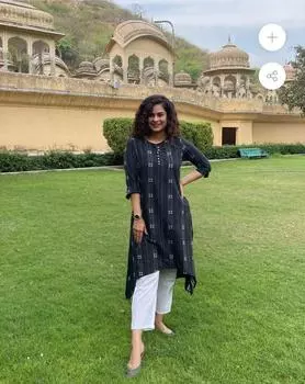 Дизайнерский женский топ-туника курти шнур комплект индийский женский Болливуд курта брюки комплект платье M чёрный