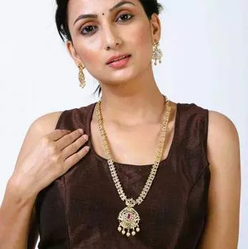 Дизайнерское длинное свадебное колье Estele с позолотой и цирконием, жемчугом и цветными камнями для женщин