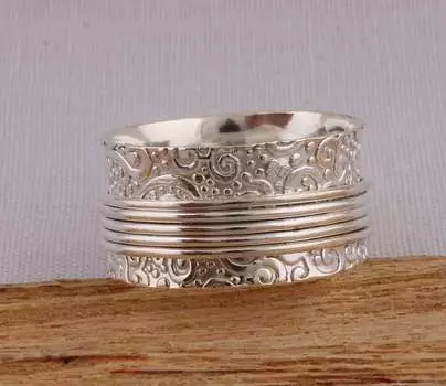 Дизайнерское кольцо для медитации Spinner Band Ring Ювелирные изделия из стерлингового серебра 925 пробы Кольцо ручной работы Заявление Кольцо 6 серебряный