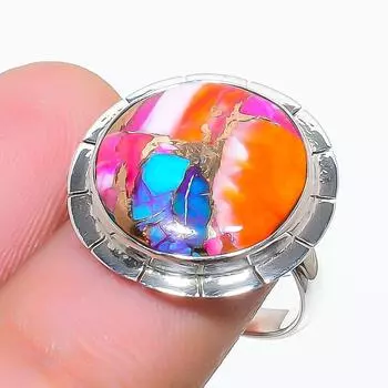 Дизайнерское кольцо из стерлингового серебра 925 пробы с натуральным бирюзовым камнем Oster, размер 7 (США), подарок 7 US