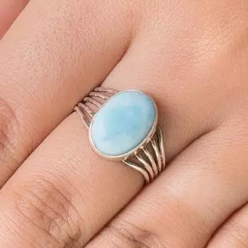 Дизайнерское кольцо ручной работы из натурального ларимара с овальным драгоценным камнем, серебро 925 пробы, подарок на день рождения, кольцо в стиле бохо, подарок на свадебную помолвку 6