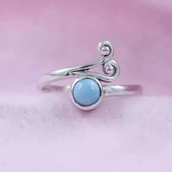 Дизайнерское кольцо ручной работы из натурального ларимара, серебро 925 пробы, подарок для нее, женское кольцо, украшения на день рождения, кольца для женщин 6