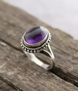 Дизайнерское кольцо ручной работы с аметистом и драгоценным камнем, твердое серебро 925 пробы, кольцо с камнем, кольцо унисекс, ювелирные изделия с камнем 6