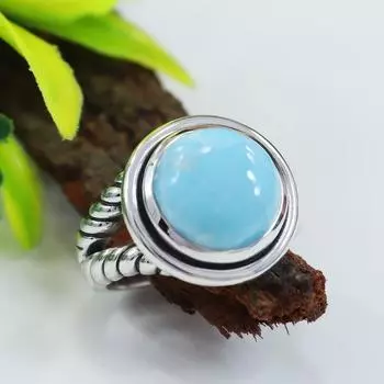 Дизайнерское кольцо ручной работы с круглым драгоценным камнем из бирюзы, эффектное кольцо, серебро 925 пробы, ювелирные изделия ручной работы, уникальный подарок 6