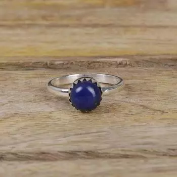 Дизайнерское кольцо ручной работы с круглым драгоценным камнем из лазурита, эффектное кольцо, серебро 925 пробы, подарки на день рождения, кольцо в стиле бохо 6